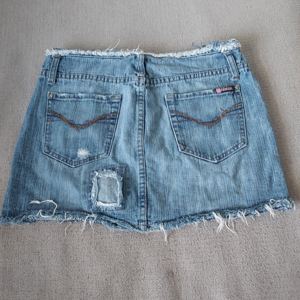 Y2K Bubblegum American Flavour Denim Distressed Mini Skirt Sz-7/8 - Picture 2 of 4